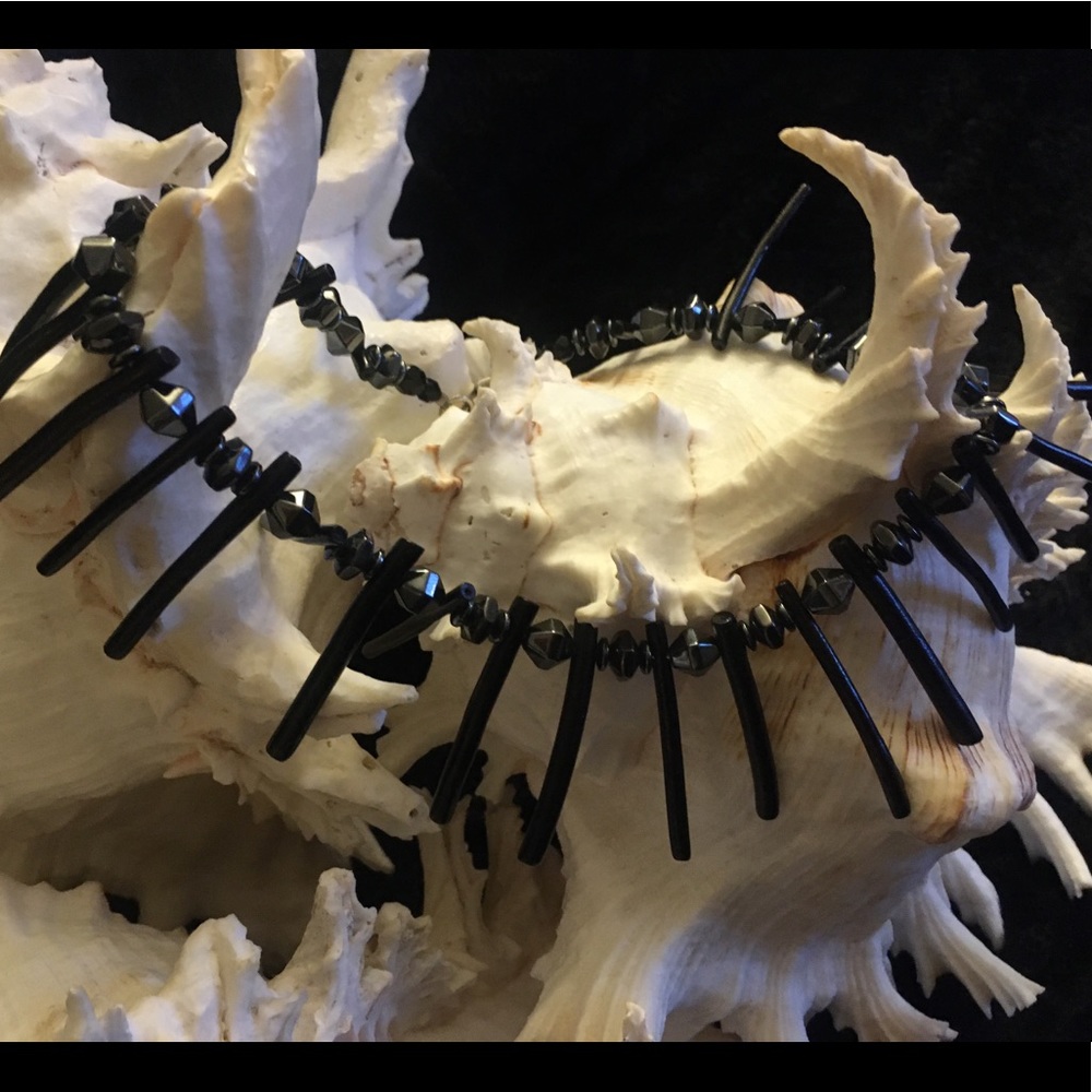 🌟🖤HEMATITE AND BLACK CORAL NECKLACE🖤🌟 Sterling Clasp